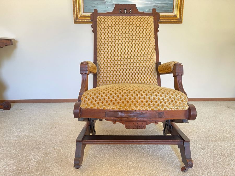 Antique Eastlake Victorian Era Carved Wooden Rocking Chair [Photo 5]