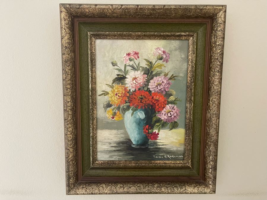 Original Framed Signed Emma B. Anderson Still Life Painting 9 X 12 [Photo 2]