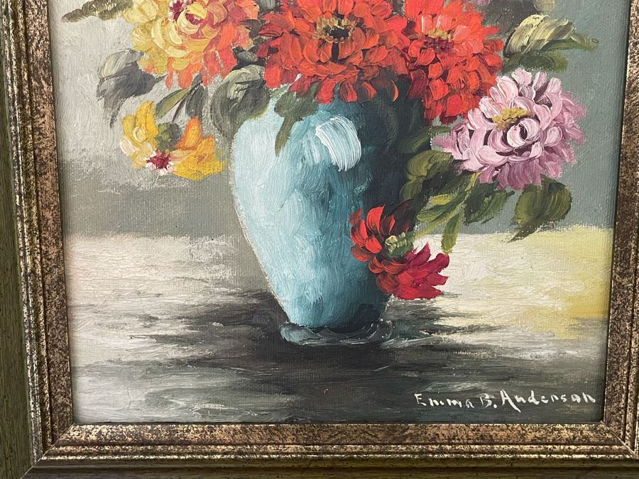 Original Framed Signed Emma B. Anderson Still Life Painting 9 X 12 [Photo 4]