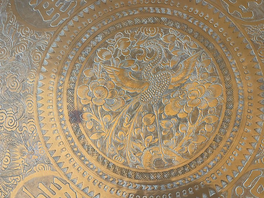 Chinese Hong Kong Chased Brass Tray Wall Hanging 24R [Photo 5]