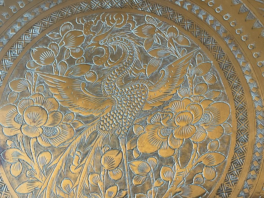 Chinese Hong Kong Chased Brass Tray Wall Hanging 24R [Photo 6]