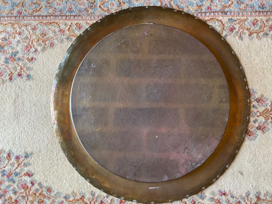 Chinese Hong Kong Chased Brass Tray Wall Hanging 24R [Photo 14]