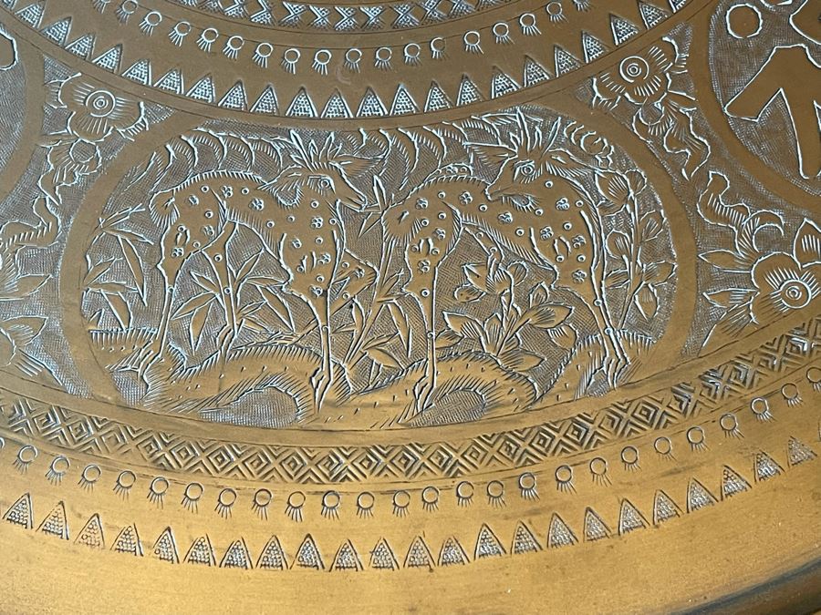 Chinese Hong Kong Chased Brass Tray Wall Hanging 24R [Photo 8]