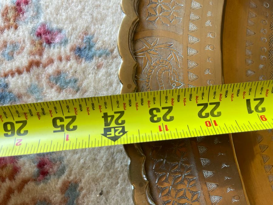 Chinese Hong Kong Chased Brass Tray Wall Hanging 24R [Photo 15]