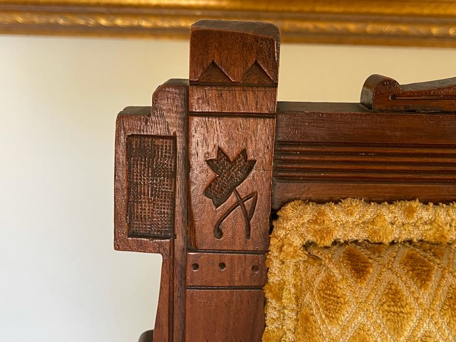Antique Eastlake Victorian Era Carved Wooden Armchair [Photo 7]
