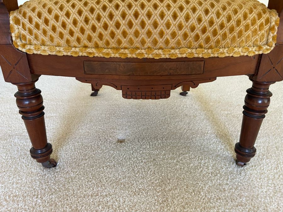 Antique Eastlake Victorian Era Carved Wooden Armchair [Photo 5]