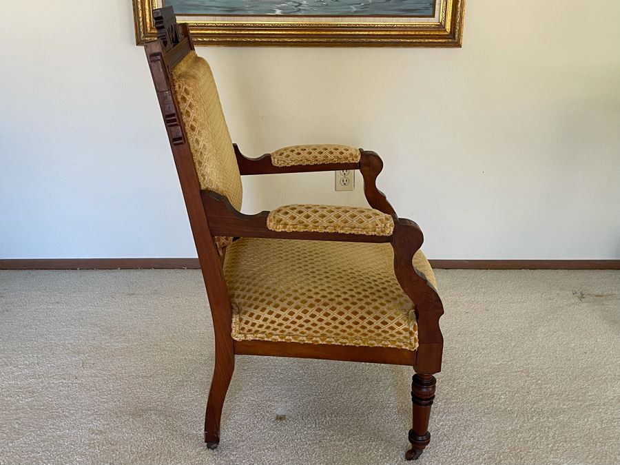 Antique Eastlake Victorian Era Carved Wooden Armchair [Photo 9]