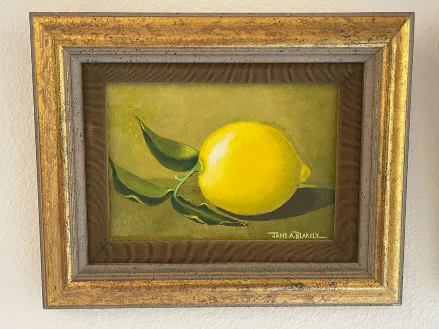 Pair Of Original Signed Jane A. Blakely Orange And Lemon Framed Paintings 4.5 X 6.5 [Photo 2]