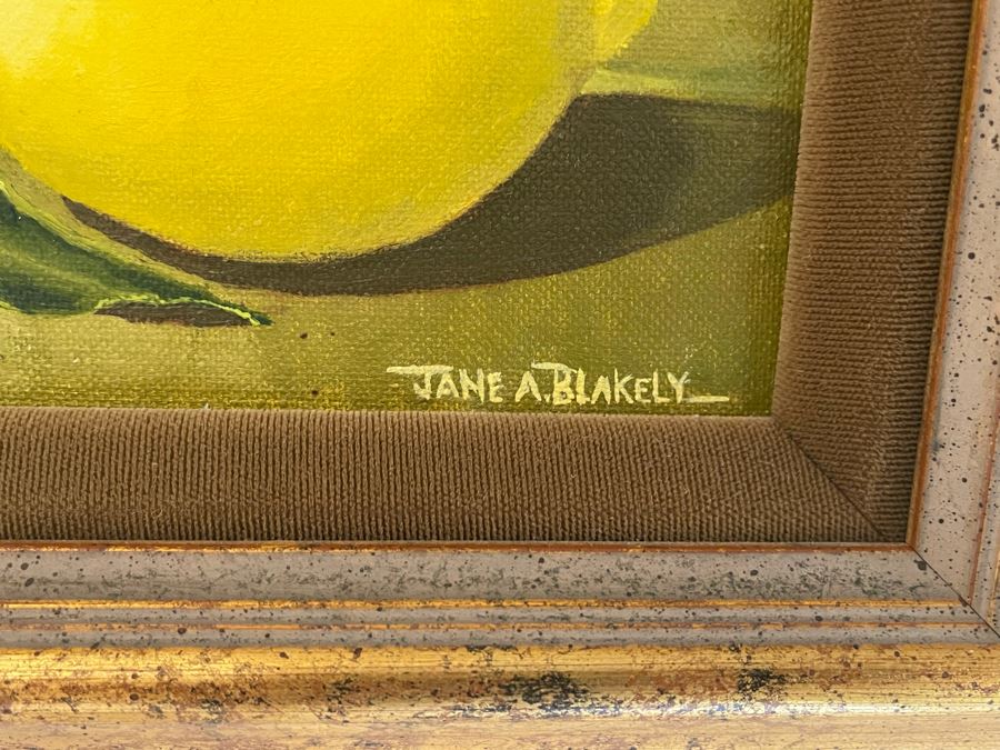 Pair Of Original Signed Jane A. Blakely Orange And Lemon Framed Paintings 4.5 X 6.5 [Photo 4]