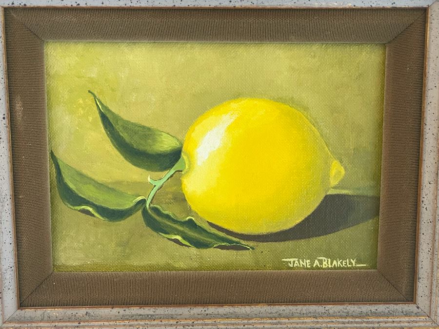 Pair Of Original Signed Jane A. Blakely Orange And Lemon Framed Paintings 4.5 X 6.5 [Photo 3]