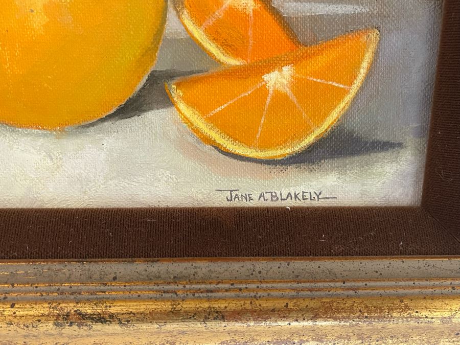 Pair Of Original Signed Jane A. Blakely Orange And Lemon Framed Paintings 4.5 X 6.5 [Photo 7]