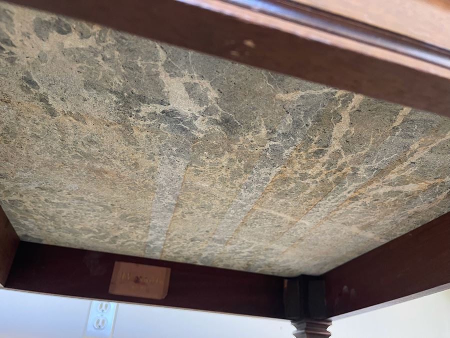 Beautiful Green Marble Top Wooden Coffee Table By J. B. Van Sciver Co 41W X 22D X 16.5H [Photo 11]