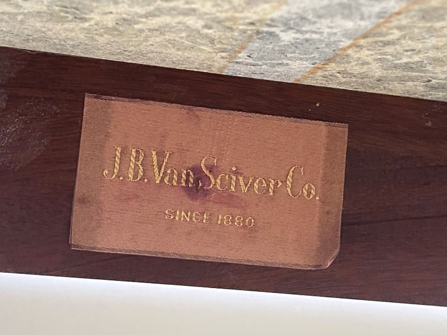 Beautiful Green Marble Top Wooden Coffee Table By J. B. Van Sciver Co 41W X 22D X 16.5H [Photo 13]