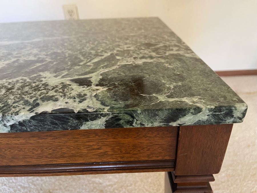 Beautiful Green Marble Top Wooden Coffee Table By J. B. Van Sciver Co 41W X 22D X 16.5H [Photo 8]