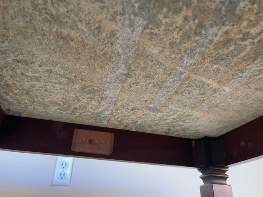 Beautiful Green Marble Top Wooden Coffee Table By J. B. Van Sciver Co 41W X 22D X 16.5H [Photo 12]