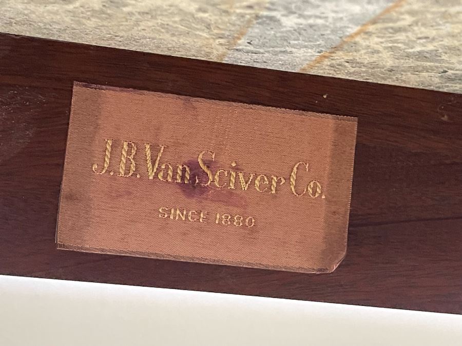 Beautiful Green Marble Top Wooden Coffee Table By J. B. Van Sciver Co 41W X 22D X 16.5H [Photo 2]