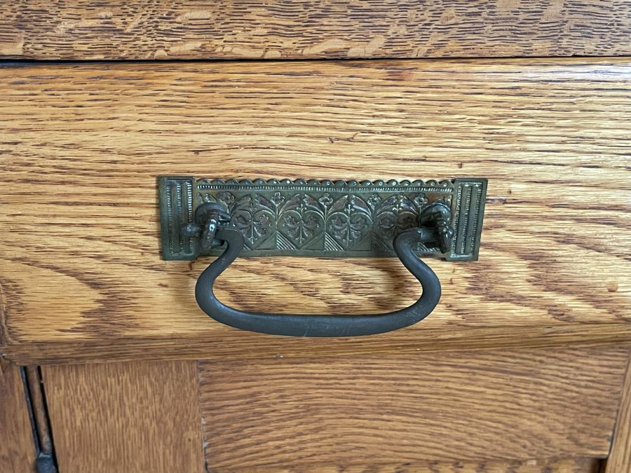 Gorgeous Antique Oak Cabinet With White Marble Top 34W X 19D X 28.5H [Photo 9]