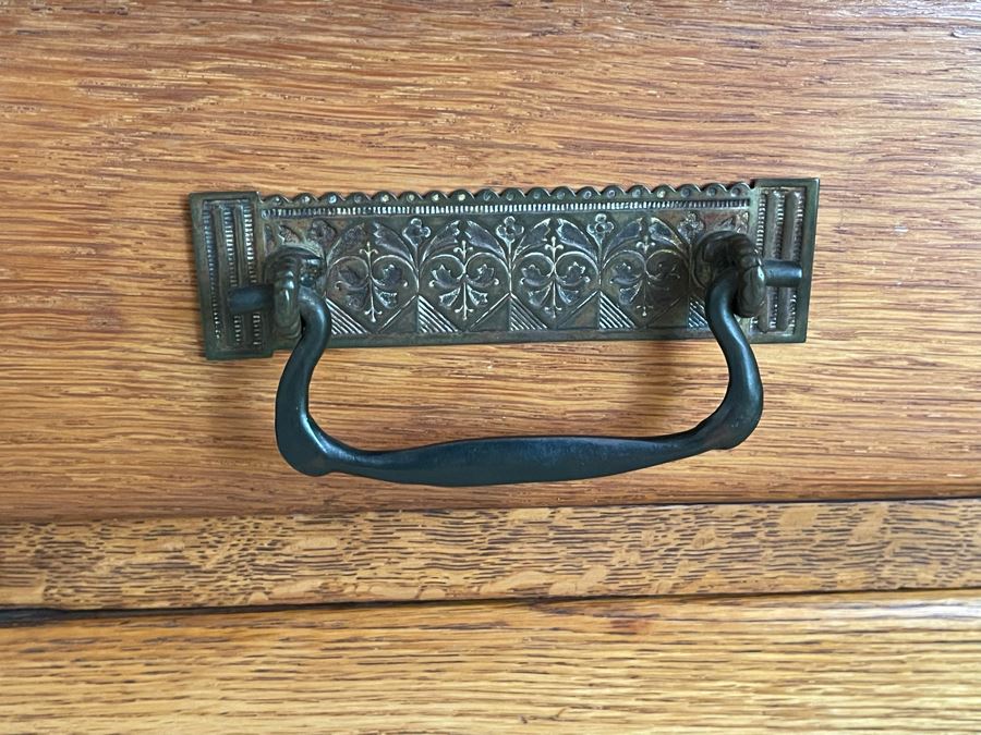 Gorgeous Antique Oak Cabinet With White Marble Top 34W X 19D X 28.5H [Photo 8]