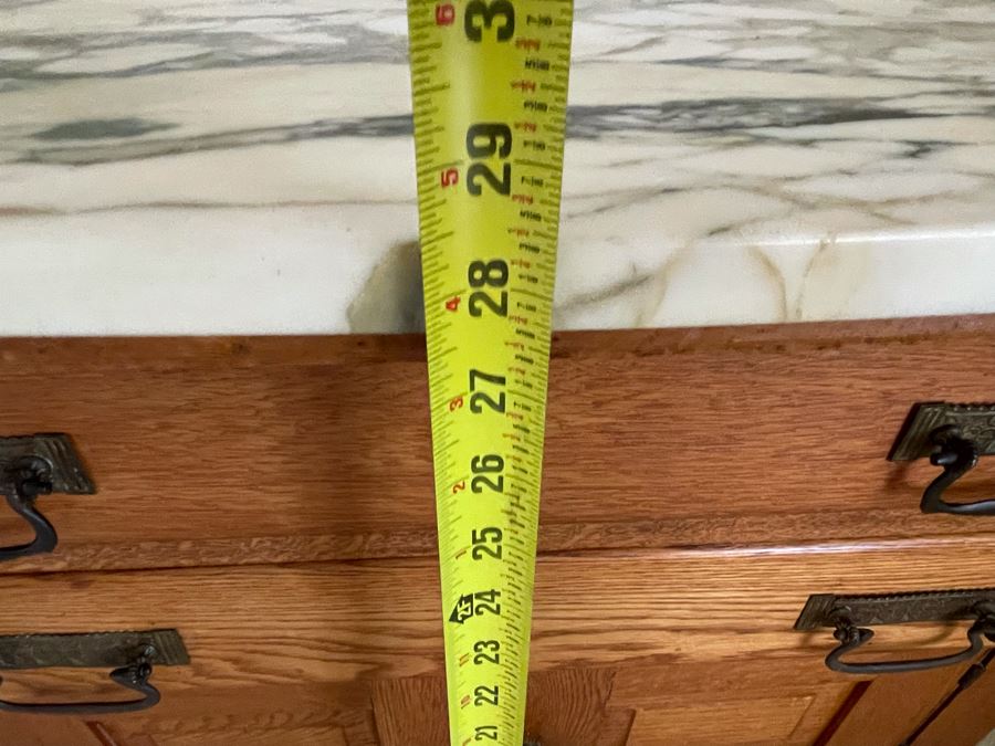 Gorgeous Antique Oak Cabinet With White Marble Top 34W X 19D X 28.5H [Photo 15]