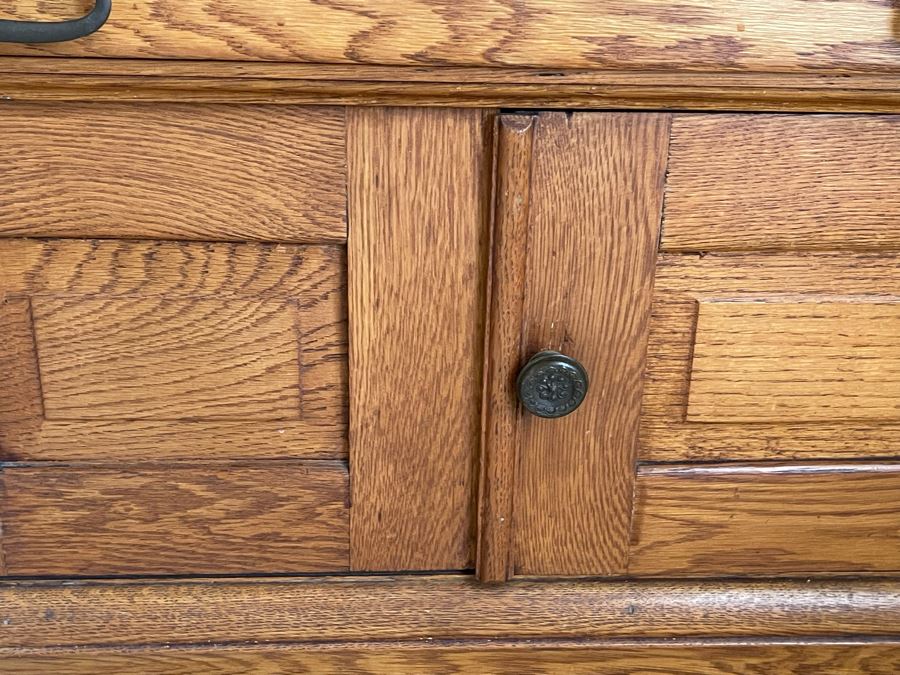 Gorgeous Antique Oak Cabinet With White Marble Top 34W X 19D X 28.5H [Photo 10]