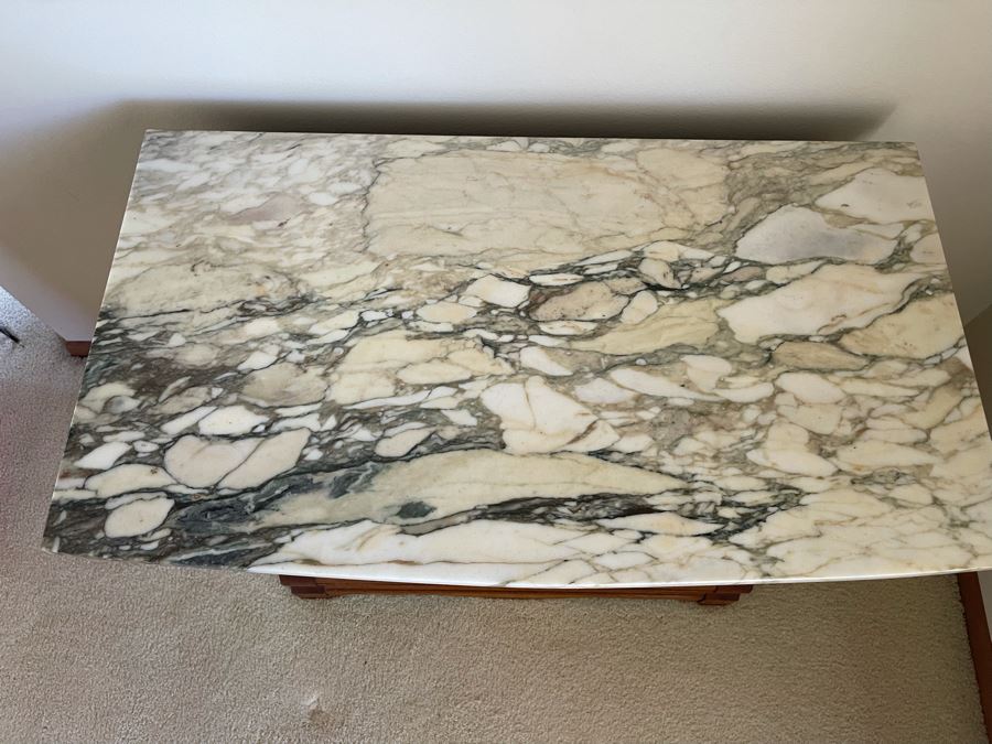 Gorgeous Antique Oak Cabinet With White Marble Top 34W X 19D X 28.5H [Photo 4]