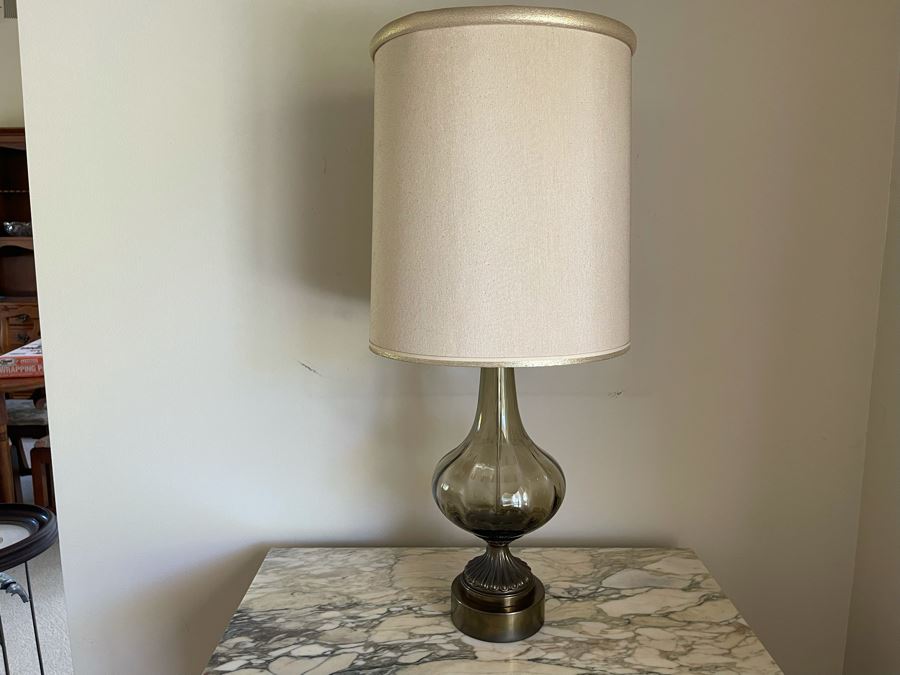 Vintage Mid-Century Glass Table Lamp 36H