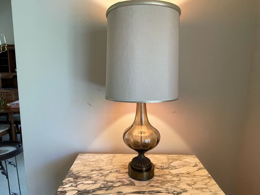 Vintage Mid-Century Glass Table Lamp 36H [Photo 2]