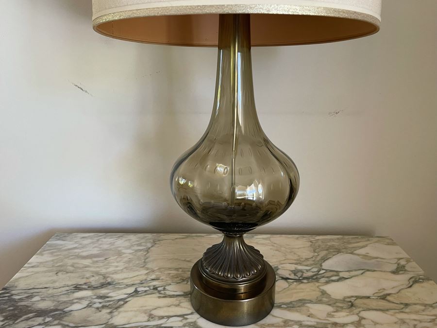 Vintage Mid-Century Glass Table Lamp 36H