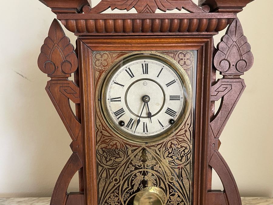 Working Eastlake Victorian Era Mechanical Clock With Key By Seth Thomas 13.5W X 5D X 23.5H [Photo 6]
