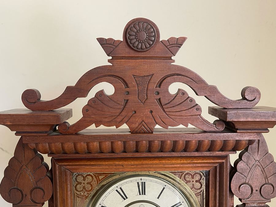 Working Eastlake Victorian Era Mechanical Clock With Key By Seth Thomas 13.5W X 5D X 23.5H [Photo 5]