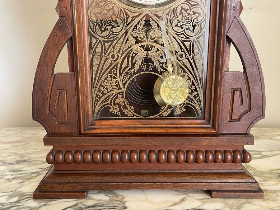 Working Eastlake Victorian Era Mechanical Clock With Key By Seth Thomas 13.5W X 5D X 23.5H [Photo 7]