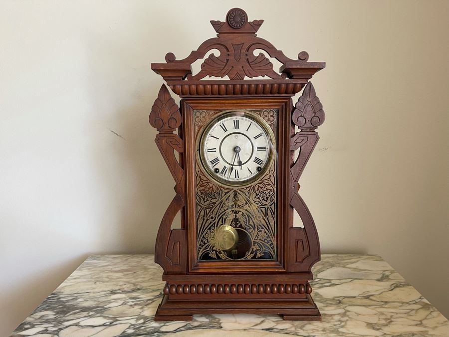 Working Eastlake Victorian Era Mechanical Clock With Key By Seth Thomas 13.5W X 5D X 23.5H [Photo 2]