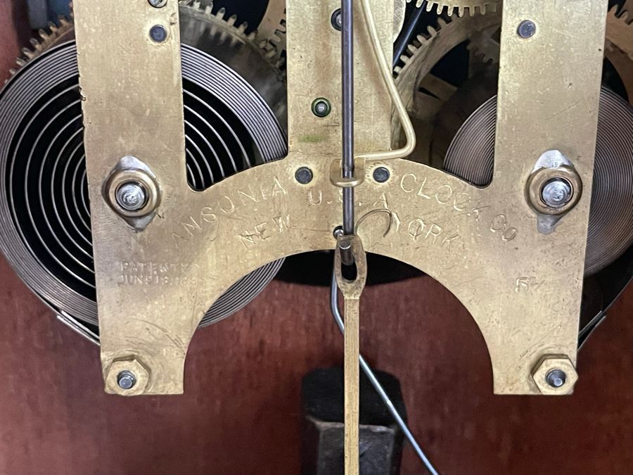 Working Antique Trieste Model Clock By The Ansonia Clock Co New York With Key - Eight Day Strike 1882 Patent Date 11W X 4D X 15H [Photo 15]
