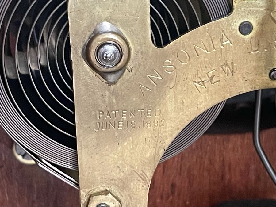 Working Antique Trieste Model Clock By The Ansonia Clock Co New York With Key - Eight Day Strike 1882 Patent Date 11W X 4D X 15H [Photo 18]