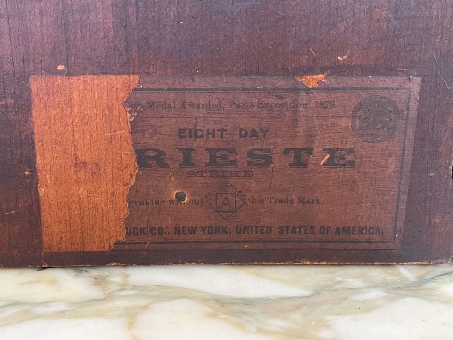 Working Antique Trieste Model Clock By The Ansonia Clock Co New York With Key - Eight Day Strike 1882 Patent Date 11W X 4D X 15H [Photo 11]