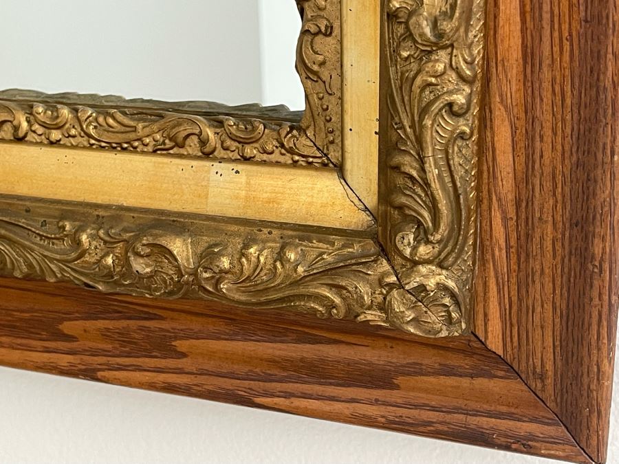 Vintage Wooden Mirror 28W X 24H [Photo 3]