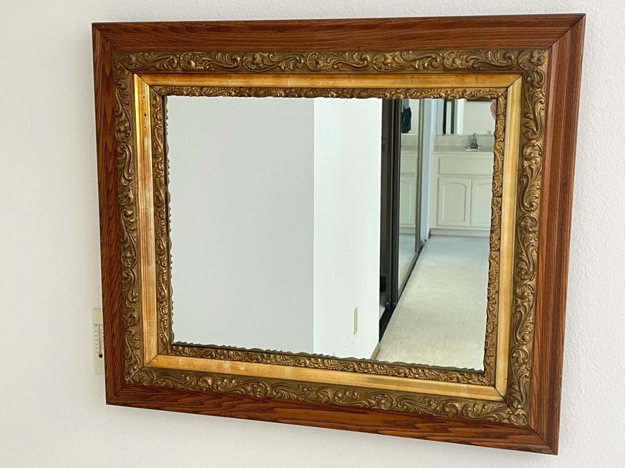 Vintage Wooden Mirror 28W X 24H