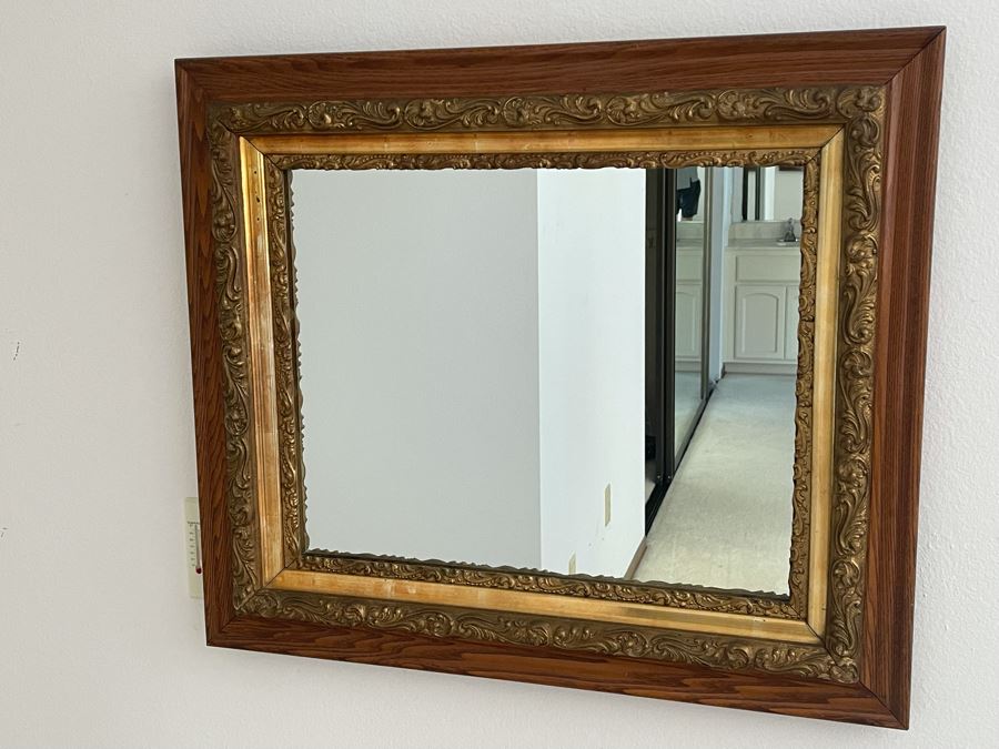 Vintage Wooden Mirror 28W X 24H [Photo 2]