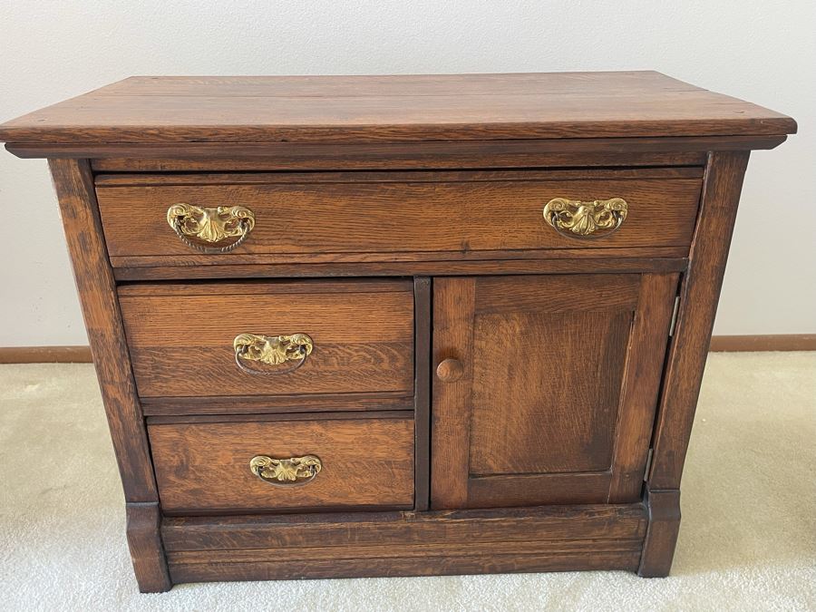 Antique Oak Cabinet 36W X 18D X 28H [Photo 3]