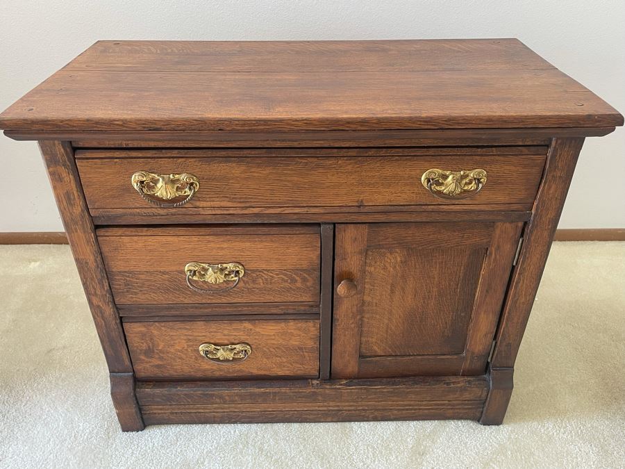 Antique Oak Cabinet 36W X 18D X 28H [Photo 4]