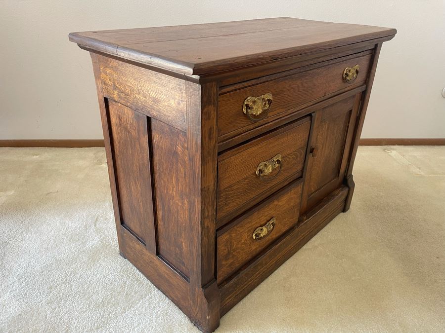 Antique Oak Cabinet 36W X 18D X 28H [Photo 9]