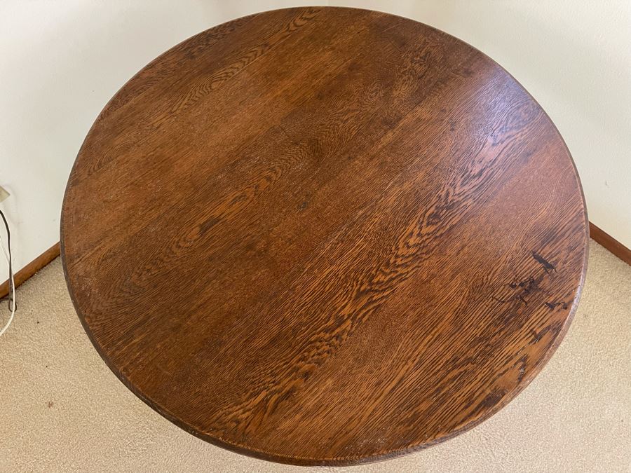Vintage Oak 36' Round Table 28.5H [Photo 3]