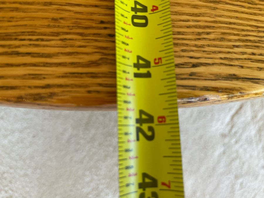 Vintage Oak Round Coffee Table With Casters 41.5R X 17H [Photo 7]