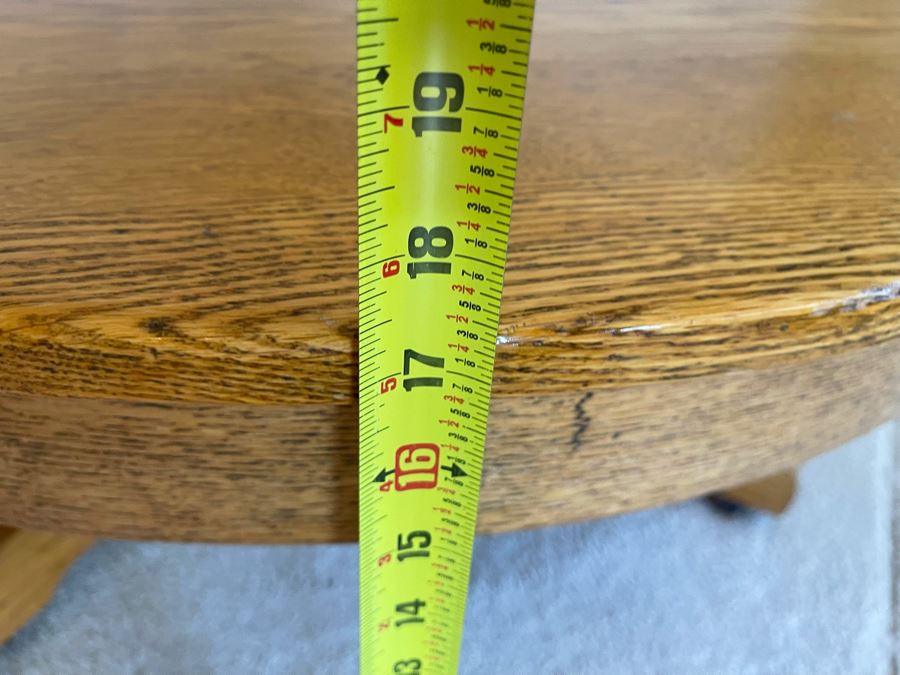 Vintage Oak Round Coffee Table With Casters 41.5R X 17H [Photo 8]