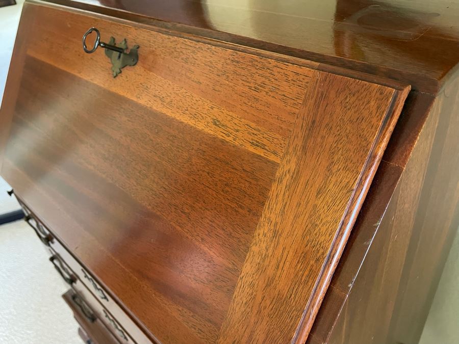 Vintage Queen Anne Style Secretary Desk With Lockable Drawers By Paine Furniture Company 24W X 15D X 39H [Photo 16]