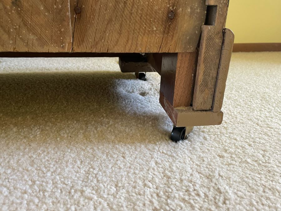 Vintage Wooden 3-Drawer Chest Of Drawers Dresser On Casters With Marble Top 30W X 16D X 30H [Photo 6]