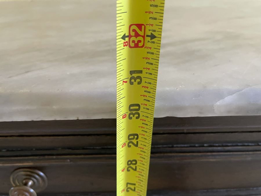 Vintage Wooden 3-Drawer Chest Of Drawers Dresser On Casters With Marble Top 30W X 16D X 30H [Photo 9]