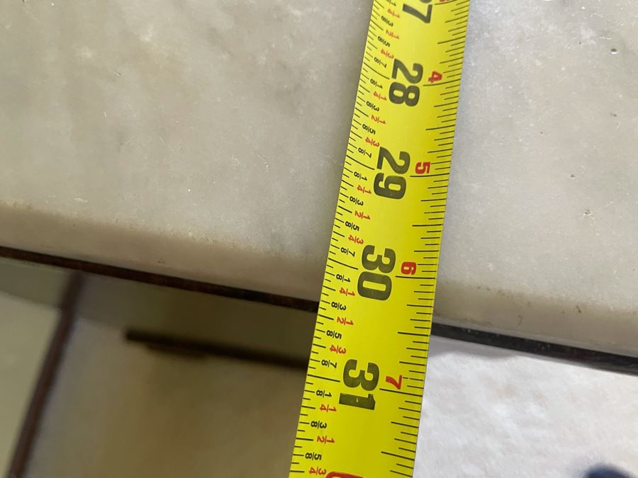 Vintage Wooden 3-Drawer Chest Of Drawers Dresser On Casters With Marble Top 30W X 16D X 30H [Photo 7]