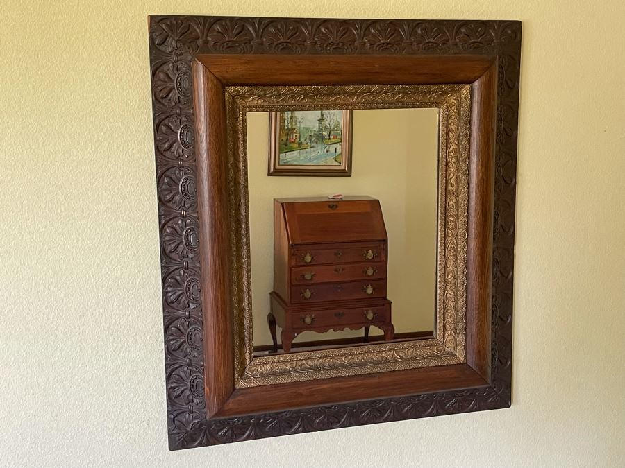 Vintage Wooden Wall Mirror 26W X 28.5H [Photo 2]