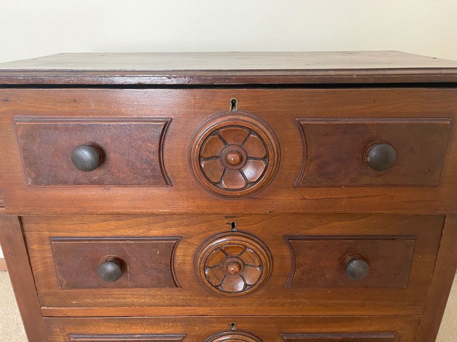 Vintage Wooden 3-Drawer Chest Of Drawers 31W X 16D X 29.5H [Photo 4]